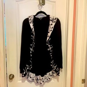 **Classic** 2010 HotTopic music note cardigan, Scene Emo Goth Metalcore